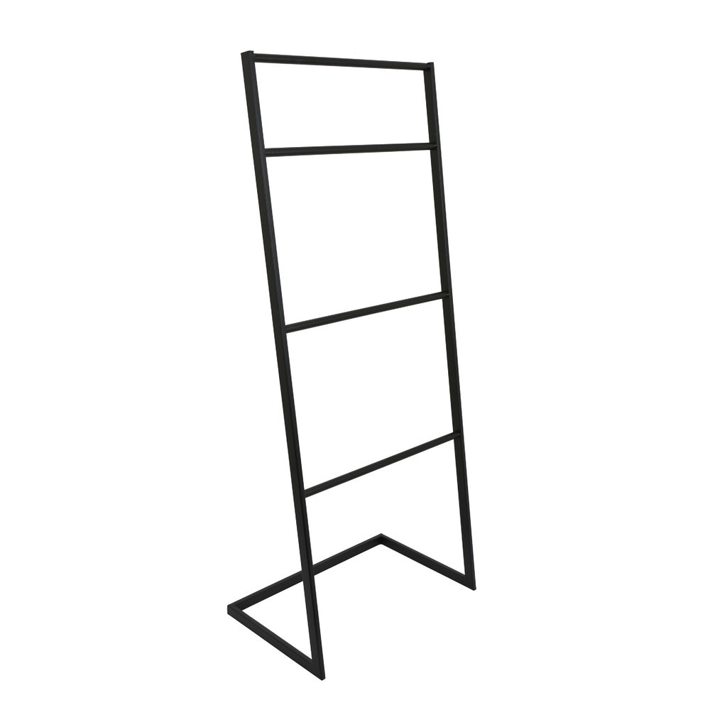 Freestanding Towel Quilt Rack, 4 Rungs, Built-in Base, Black Metal 39 Inch-BM353452