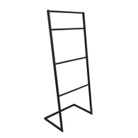 Freestanding Towel Quilt Rack, 4 Rungs, Built-in Base, Black Metal 39 Inch-BM353452
