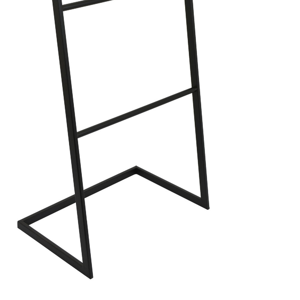 Freestanding Towel Quilt Rack, 4 Rungs, Built-in Base, Black Metal 39 Inch-BM353452