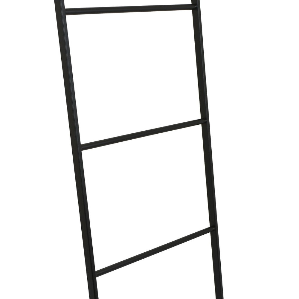 Freestanding Towel Quilt Rack, 4 Rungs, Built-in Base, Black Metal 39 Inch-BM353452
