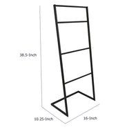 Freestanding Towel Quilt Rack, 4 Rungs, Built-in Base, Black Metal 39 Inch-BM353452
