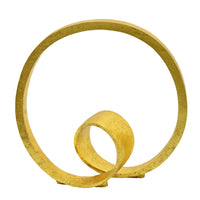 Tabletop Decor, Abstract Loop Sculpture, Textured Gold Resin 13 Inch-BM353453