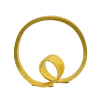 Tabletop Decor, Abstract Loop Sculpture, Textured Gold Resin 13 Inch-BM353453