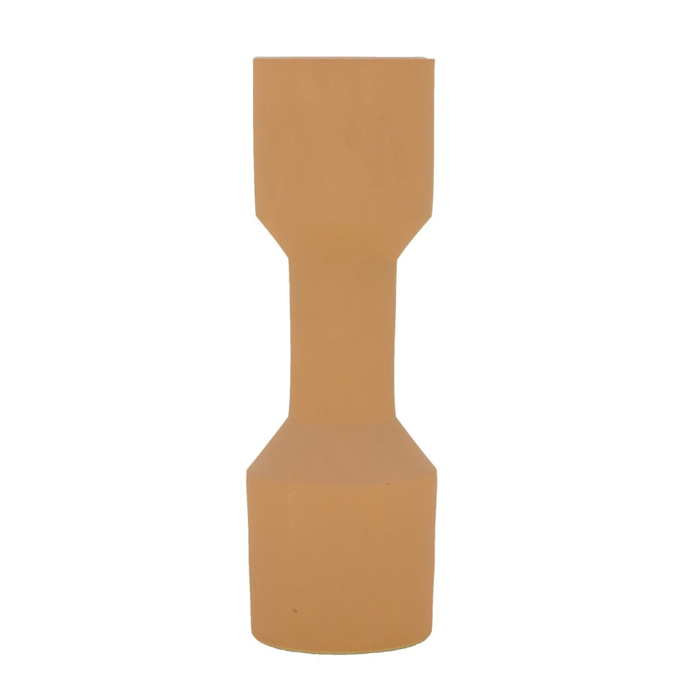 Decorative Vase, Geometric Hourglass Shape, Matte Orange Ceramic 16 Inch-BM353454