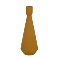 Decorative Vase, Flared Rim, Angular Edges, Mustard Yellow Ceramic 15 Inch-BM353455