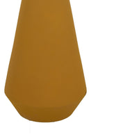 Decorative Vase, Flared Rim, Angular Edges, Mustard Yellow Ceramic 15 Inch-BM353455