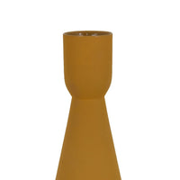 Decorative Vase, Flared Rim, Angular Edges, Mustard Yellow Ceramic 15 Inch-BM353455