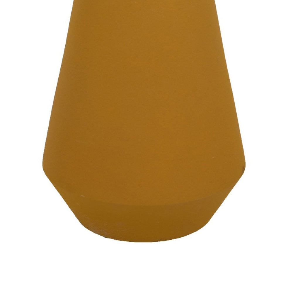 Decorative Vase, Flared Rim, Angular Edges, Mustard Yellow Ceramic 15 Inch-BM353455
