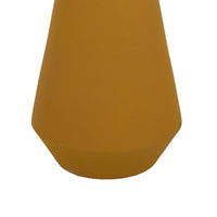 Decorative Vase, Flared Rim, Angular Edges, Mustard Yellow Ceramic 15 Inch-BM353455