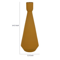 Decorative Vase, Flared Rim, Angular Edges, Mustard Yellow Ceramic 15 Inch-BM353455