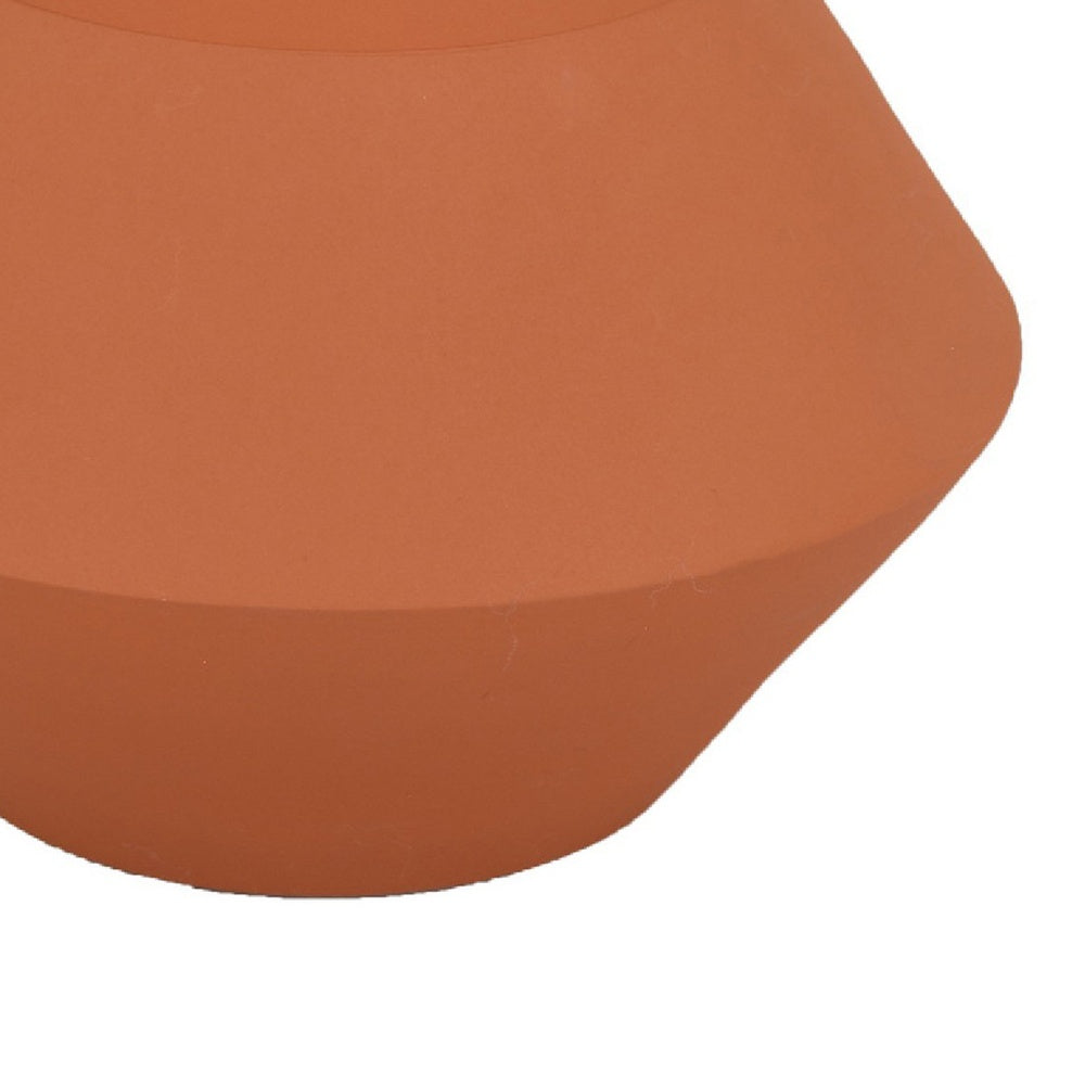 Decorative Vase, Faceted Body, Angular Base, Orange Brown Ceramic 11 Inch-BM353456