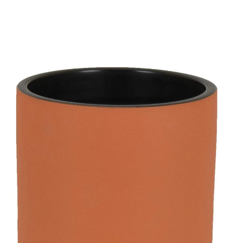 Decorative Vase, Faceted Body, Angular Base, Orange Brown Ceramic 11 Inch-BM353456