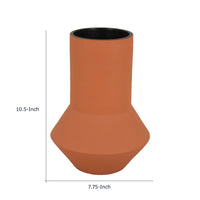 Decorative Vase, Faceted Body, Angular Base, Orange Brown Ceramic 11 Inch-BM353456