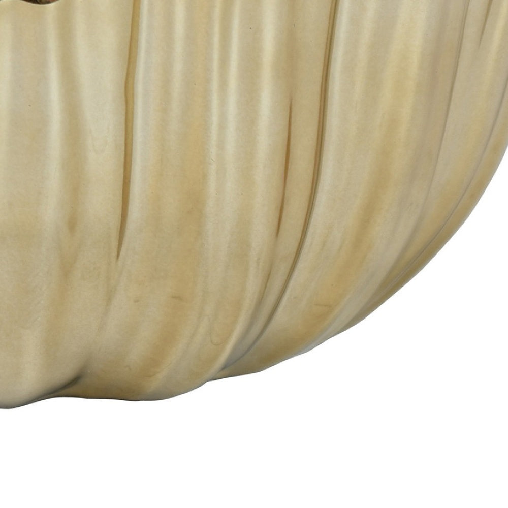 Decorative Vase, Scalloped Lotus Pod Design, Glazed Gold Ceramic 9 Inch-BM353457