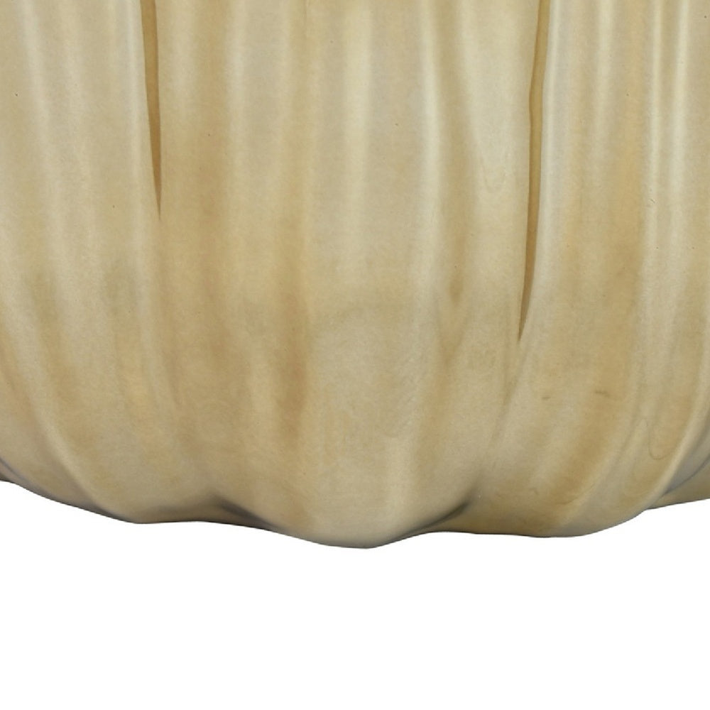 Decorative Vase, Scalloped Lotus Pod Design, Glazed Gold Ceramic 9 Inch-BM353457