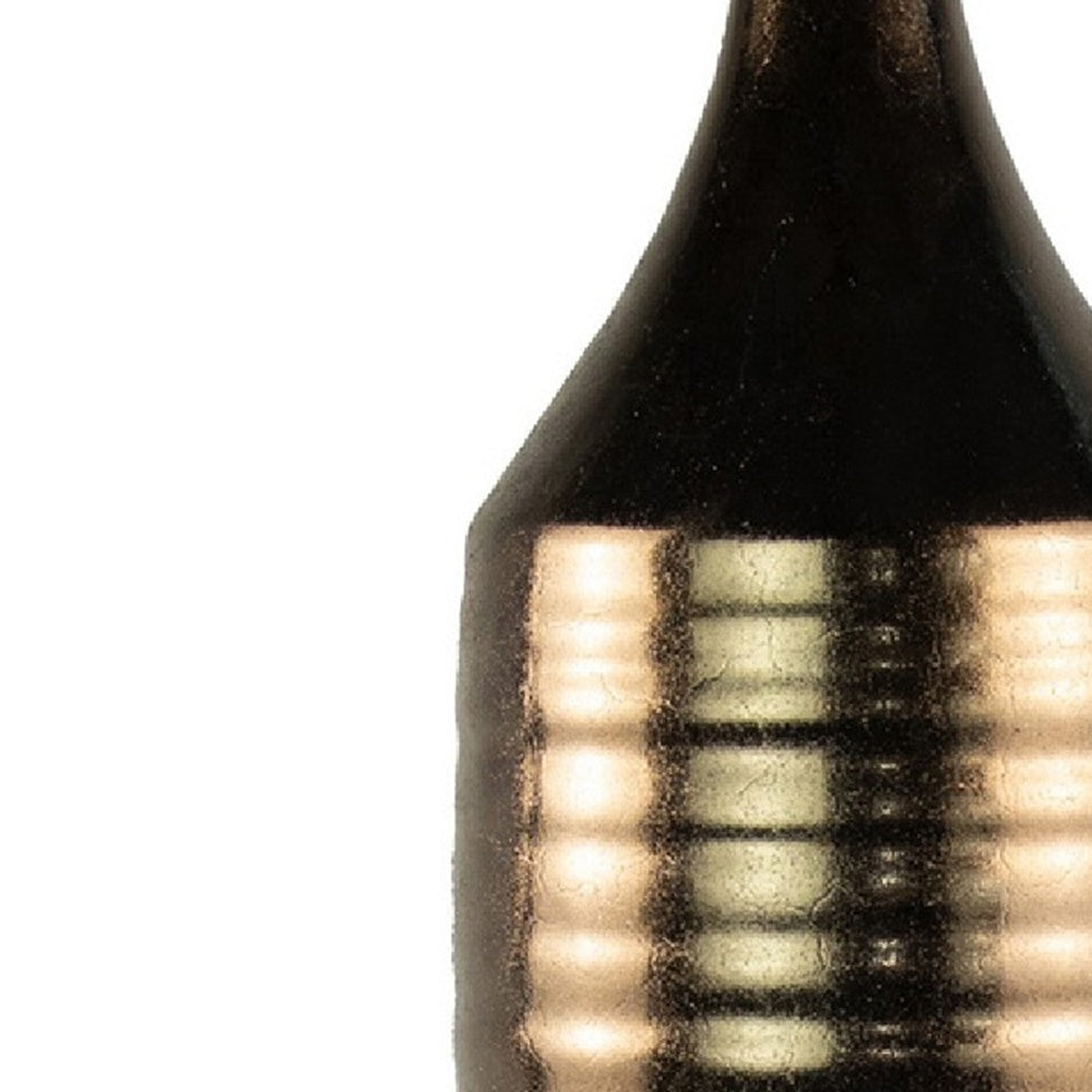 Decorative Vase, Bottle Shape, Horizontal Ridges, Deep Gold Ceramic 28 Inch-BM353458