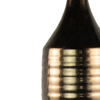 Decorative Vase, Bottle Shape, Horizontal Ridges, Deep Gold Ceramic 28 Inch-BM353458
