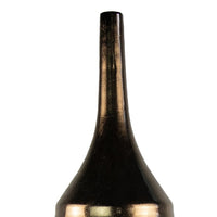 Decorative Vase, Bottle Shape, Horizontal Ridges, Deep Gold Ceramic 28 Inch-BM353458