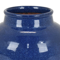 Ginger Jar Vase, Speckled and Glazed Top, Blue and Brown Ceramic 10 Inch-BM353459