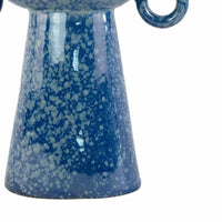 Orin Decorative Vase, 8 Loop Handles, Blue White Speckled Ceramic 15 Inch-BM353460