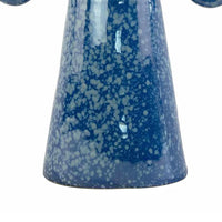 Orin Decorative Vase, 8 Loop Handles, Blue White Speckled Ceramic 15 Inch-BM353460