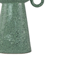 Orin Decorative Vase, 8 Loop Handles,  Green White Speckled Ceramic 15 Inch-BM353461