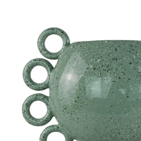 Orin Decorative Vase, 8 Loop Handles,  Green White Speckled Ceramic 15 Inch-BM353461