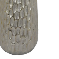 Marvin Tapered Decorative Vase with Textured Details, Silver Aluminum 19 Inch-BM353462