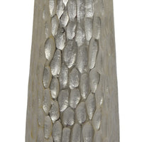 Marvin Tapered Decorative Vase with Textured Details, Silver Aluminum 19 Inch-BM353462