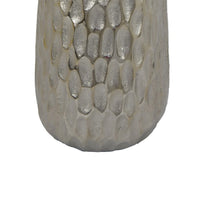 Marvin Tapered Decorative Vase with Textured Details, Silver Aluminum 19 Inch-BM353462