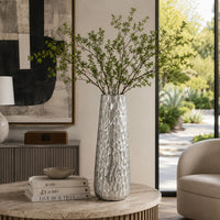 Marvin Tapered Decorative Vase with Textured Details, Silver Aluminum 19 Inch-BM353462