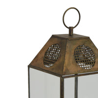 Greg Glass Lantern with Vented Top, Ring Handle, Bronze Metal 28 Inch  - BM353463