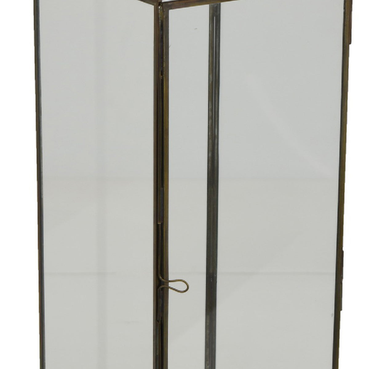 Greg Glass Lantern with Vented Top, Ring Handle, Bronze Metal 28 Inch  - BM353463