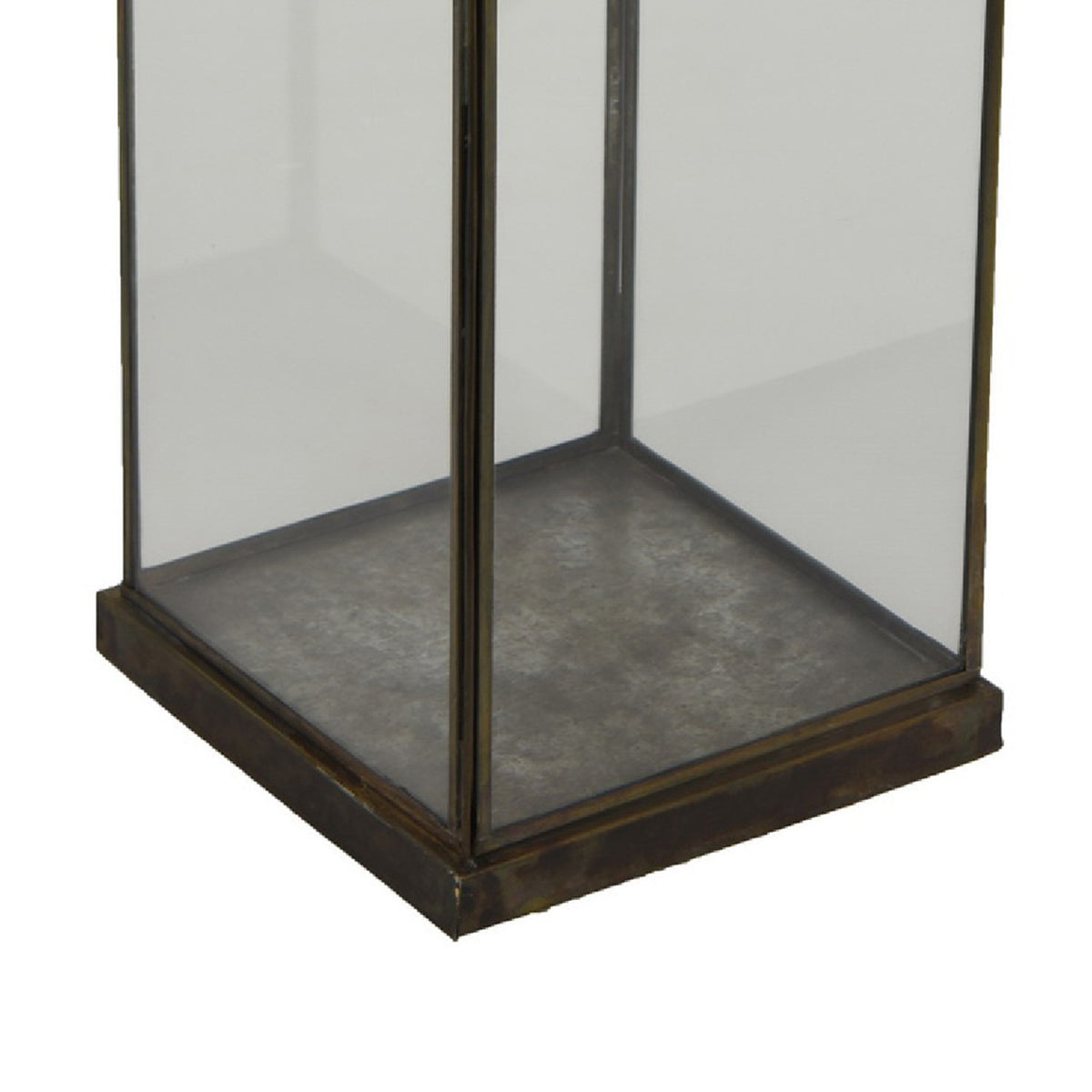 Greg Glass Lantern with Vented Top, Ring Handle, Bronze Metal 28 Inch  - BM353463