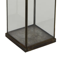 Greg Glass Lantern with Vented Top, Ring Handle, Bronze Metal 28 Inch  - BM353463