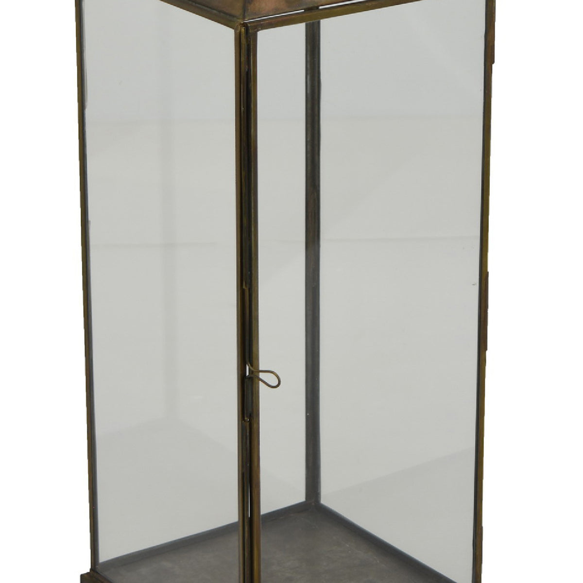 Greg Glass Lantern with Vented Top, Ring Handle, Bronze Metal 24 Inch  - BM353464
