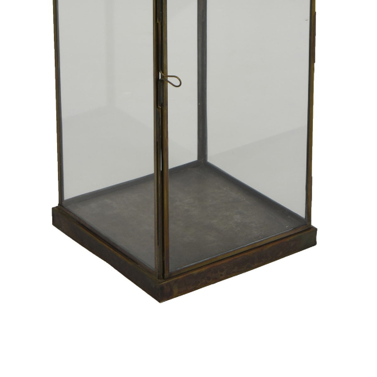 Greg Glass Lantern with Vented Top, Ring Handle, Bronze Metal 24 Inch  - BM353464