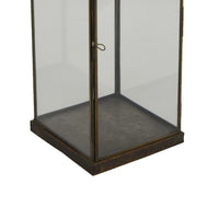 Greg Glass Lantern with Vented Top, Ring Handle, Bronze Metal 24 Inch  - BM353464