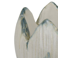 Siena Decorative Planter with Petal Edge Design, White-Green Ceramic 10 Inch-BM353466