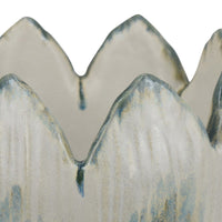 Siena Decorative Planter with Petal Edge Design, White-Green Ceramic 10 Inch-BM353466
