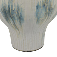 Siena Decorative Planter with Petal Edge Design, White-Green Ceramic 10 Inch-BM353466