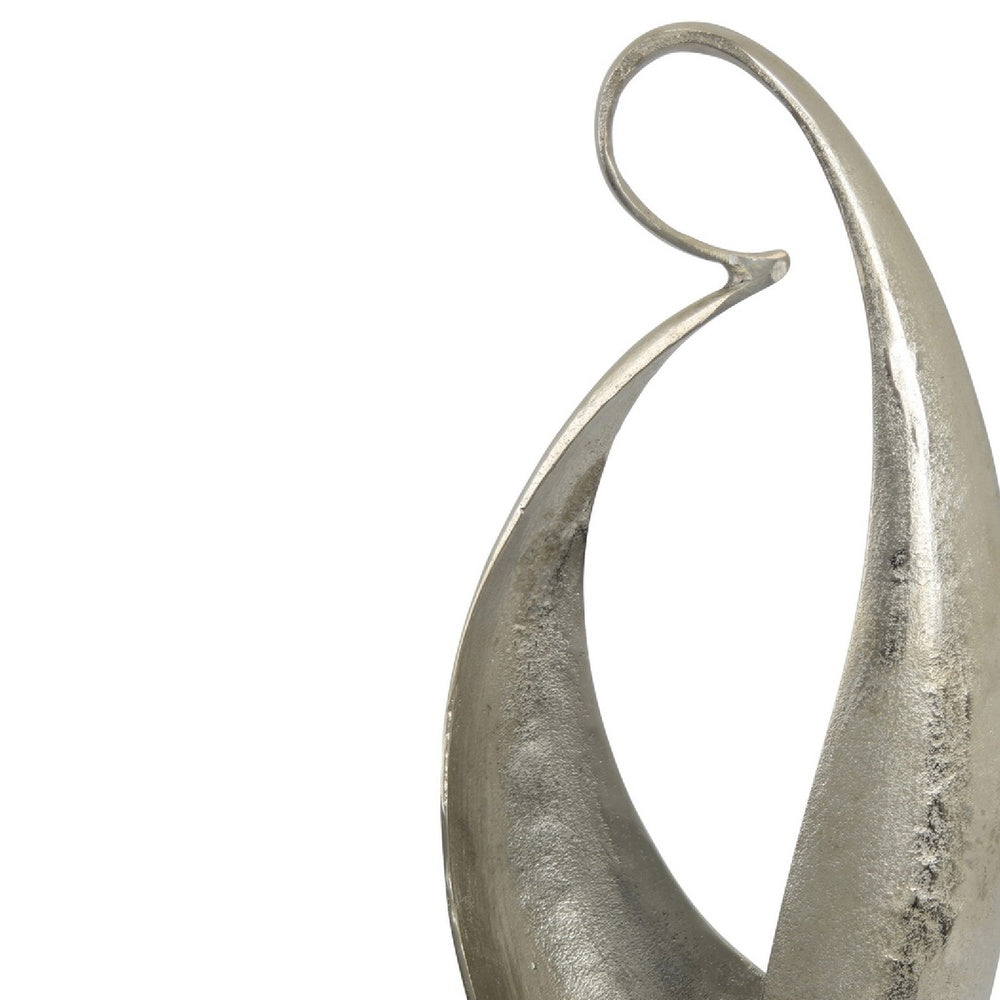 Dora Decorative Abstract Sculpture, Black Base, Silver Metal 24 Inch-BM353467