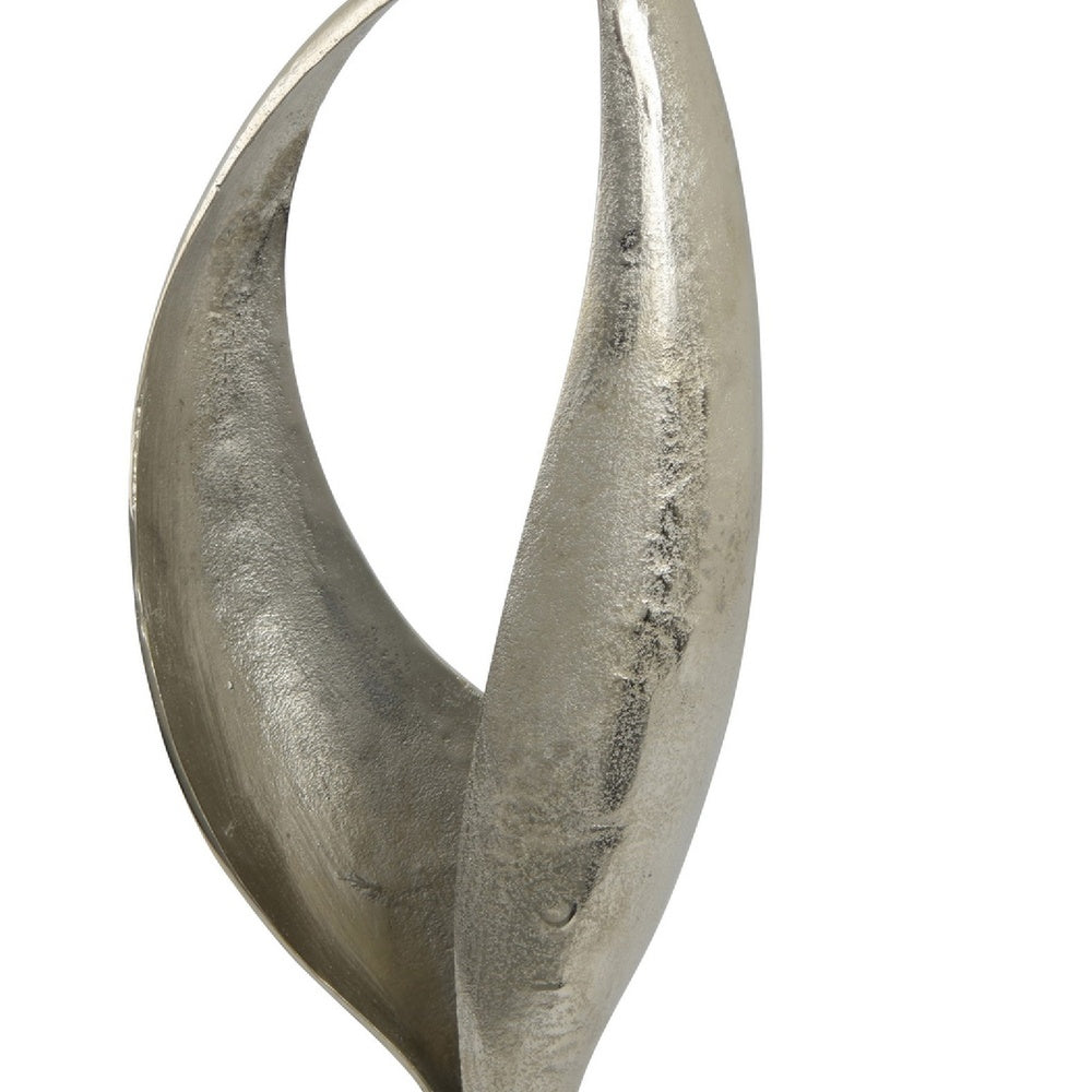 Dora Decorative Abstract Sculpture, Black Base, Silver Metal 24 Inch-BM353467