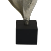 Dora Decorative Abstract Sculpture, Black Base, Silver Metal 24 Inch-BM353467