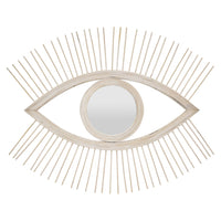 Ruhy Decorative Wall-Mounted Mirror with Eye-Shape Design, White Wood-BM353468