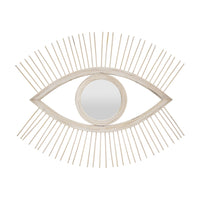Ruhy Decorative Wall-Mounted Mirror with Eye-Shape Design, White Wood-BM353468