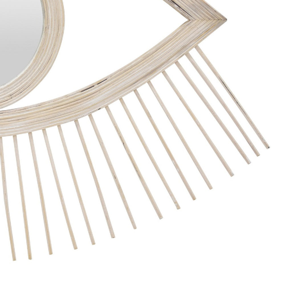 Ruhy Decorative Wall-Mounted Mirror with Eye-Shape Design, White Wood-BM353468