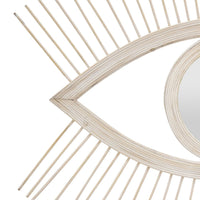 Ruhy Decorative Wall-Mounted Mirror with Eye-Shape Design, White Wood-BM353468