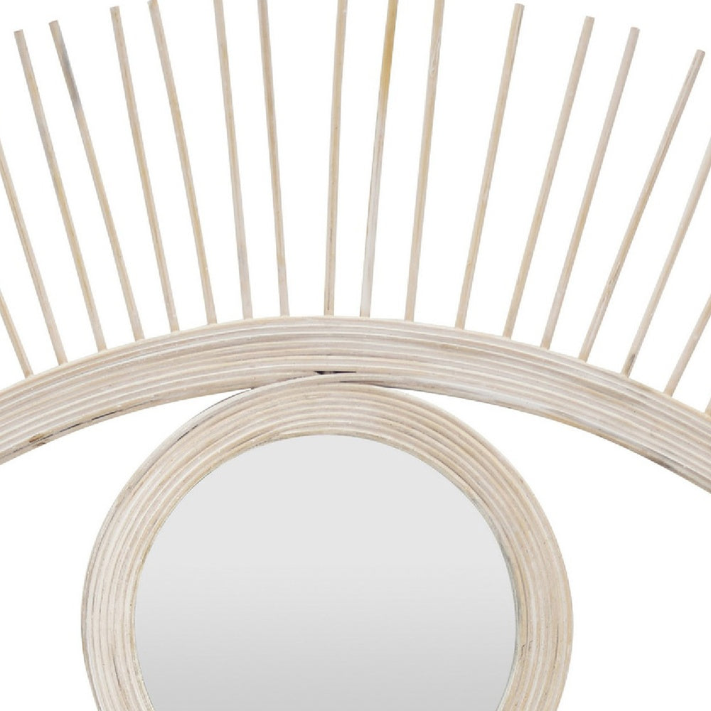 Ruhy Decorative Wall-Mounted Mirror with Eye-Shape Design, White Wood-BM353468