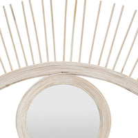 Ruhy Decorative Wall-Mounted Mirror with Eye-Shape Design, White Wood-BM353468
